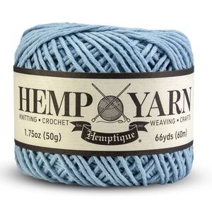 Hemptique Hemp and Cotton Yarn Sky Blue Worsted 4 Crochet Knit Weave Eco Crafts